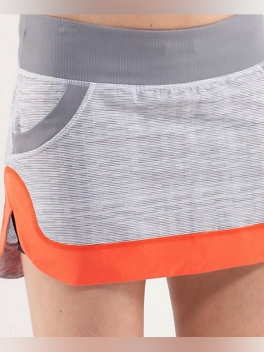 Lululemon Run For All Skirt Fossil Wee Are From Space Dazzling Orange Gray EUC 6